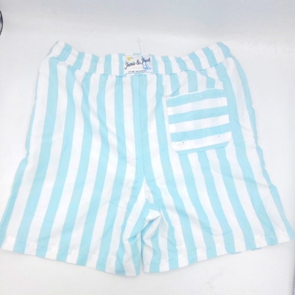 JANIE AND JACK RECYCLED STRIPED SWIM TRUNK IN AQUA STRIPE SIZE 12 - Picture 11 of 16